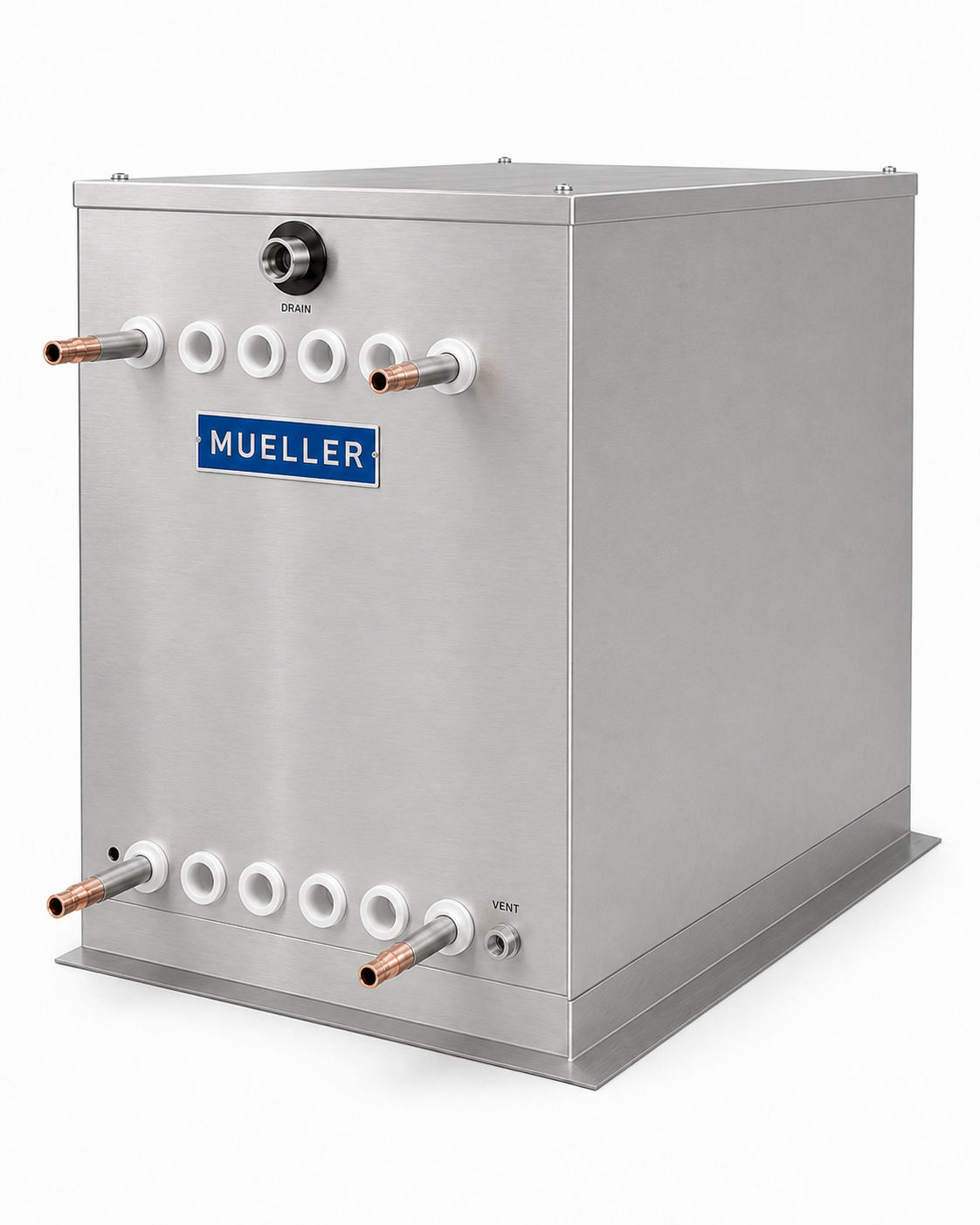 Tankless falling film chiller without an integral sump